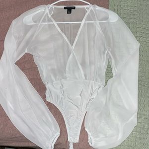 white long-sleeve body suit